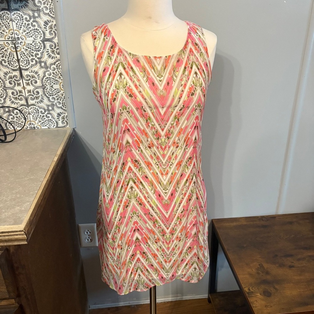 NWT Heart Soul Sleeveless Pink White Floral Strappy‎ Back Dress (Women's Medium)